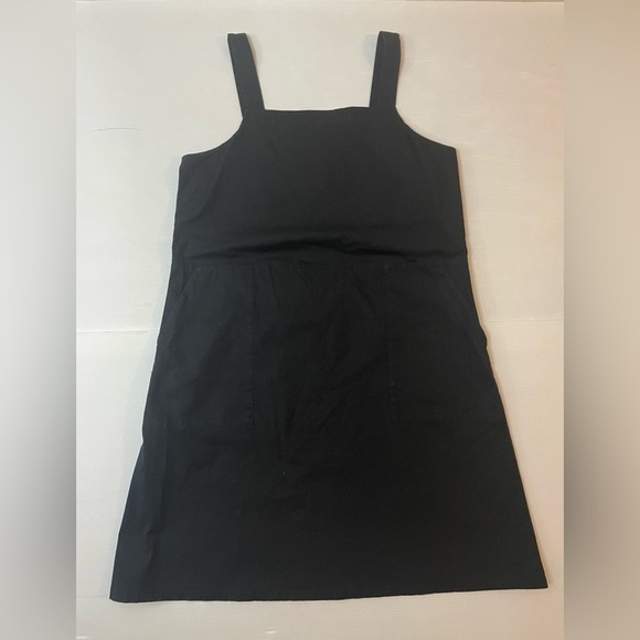 Eileen Fisher Dresses & Skirts - Eileen Fisher Organic Cotton Poplin Apron Dress Size Medium Large Black Pinafore